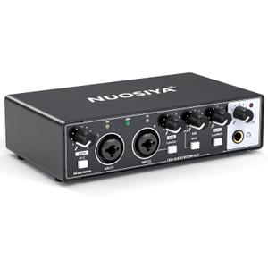 USB Audio Interface for PC Computer Recording Music, Guitar Audio Interface for Mac 24 Bit/192kHz Podcasting Streaming for Vocalist Producer with 48V Phantom Power