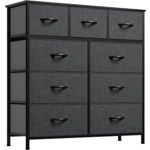 YITAHOME Dresser with 9 Drawers - Fabric Storage Tower, Tall Chest Organizer Unit for Living Room, Entryway with Sturdy Steel Frame, Wooden Top, Black Grey YITAHOME Dresser with 9 Drawers - Fabric Storage Tower, Tall Chest Organizer Unit for Living Room, Entryway with Sturdy Steel Frame, Wooden Top, Black Grey