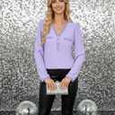 Triratna Elegant Tops for Women: V Neck Decor Gold Button Tweed Tops - Long Sleeve Shirts for Women Fall - Womens Blouses Dressy Casual Holiday Party Winter Christmas Shirts Classy Light Purple L (Purple, L)