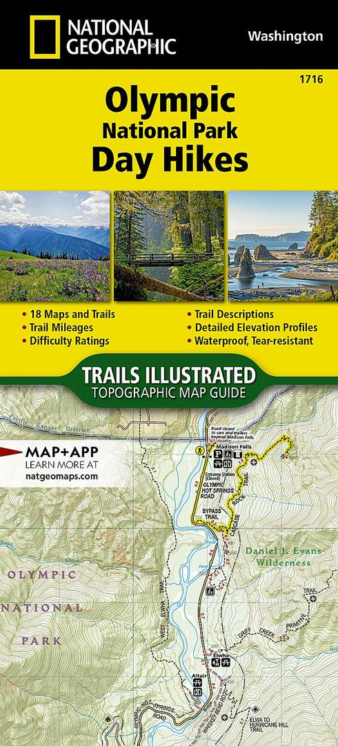 Olympic National Park Day Hikes Map (National Geographic Topographic Map Guide, 1716), Map