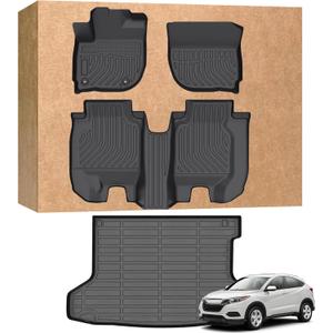 Floor Mats for Honda HR-V 2016 2017 2018 2019 2020 2021 2022(Only AWD Models), All Weather Protection TPE Car Full Set Floor Liners for Honda hrv Non-Slip Waterproof, Front & 2nd Row & Trunk Mat