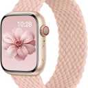 Braided Solo Loop for Apple Watch Band Men/Women,Stretchy Nylon Sport wristband Strap for iWatch Bands 04-Pink sand, 40mm 41mm 38mm 42mm(series 11/10)/S(4,5)