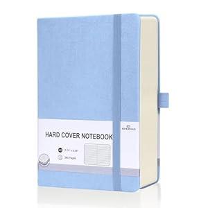 EMOMAS Lined Journal Notebook, 360 Numbered Pages(With page number), Thick Journal for Writing A5 College Ruled Notebook, 100gsm Lined Paper, Leather Hardcover, 5.75'' X 8.38''-1 Pack, Sky Blue