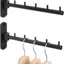 Swing Clothes Hanger Rack, Garment Racks Folding Clothes Bar Wall Mounted, 180Rotation Laundry Drying Rack 304 Stainless Steel Space Saving for Laundry Room Bedroom Balcony, 9.45" Long 2Pack (Black)