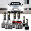 Compatible For Hyundai Elantra 2007-2013 H1 H11 High/Low Beam 881 Fog Light Bulbs, 600% Brightness 6500K White with Cooling Fan, Plug and Play, IP68, Pack of 6