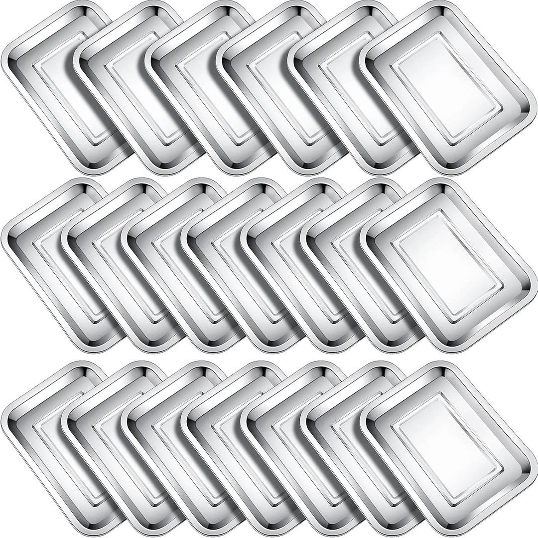 20 Pieces Baking Sheets Baking Tray for Oven Stainless Steel Nonstick Cookie Sheet Baking Pan Toaster Oven Tray 11 x 8 x 0.8 Inch Small Baking Pans Non Toxic and Healthy, Easy Clean, Dishwasher Safe