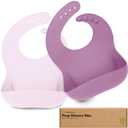 KeaBabies 2-Pack Silicone Bibs for Babies, Toddlers Girl, Boy  Sturdy Food-Grade Baby Bibs for Eating, Large Food Catcher, Clean & Put On Easily, Waterproof Toddler Feeding Essentials (Amethyst)