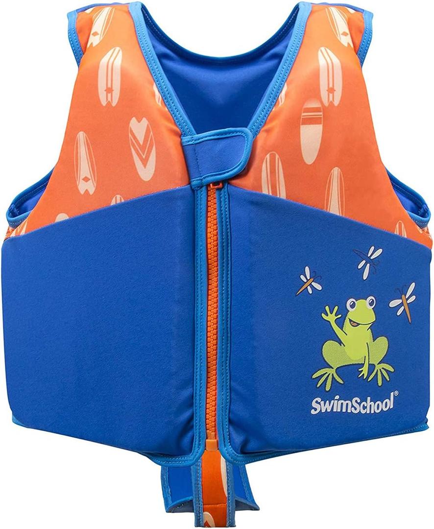 SwimSchool Kids Swim Trainer Vests for Toddlers Ages 2-6  Boys/Girls  Multiple Colors/Styles  Learn to Swim Floaties