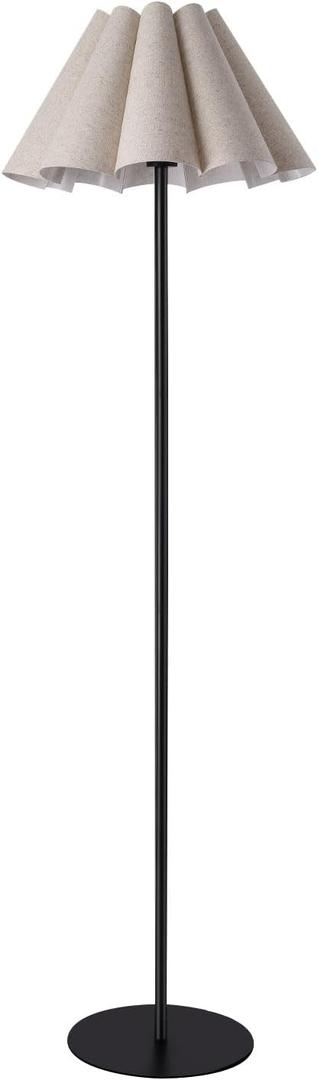 KUNJOULAM Modern Floor Lamp, Black Pole Floor Lamps, Simple Design Tall Lamp with Beige Lampshade, Standing Lamp for Living Room, Bedroom, Office, Home (Without Bulb)