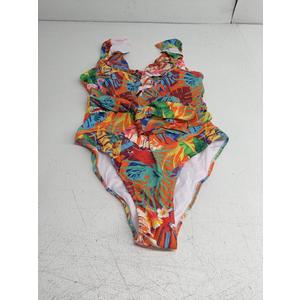 Women Swimsuit Plus Size Bikini Set One Piece Bathing Suit V Neck High Waisted Floral Tummy Control XL