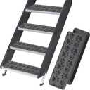 RUNROLE RV Step Covers 4 Pack Embossed Camper Stair Rugs Non Slip Carpet for Mobile Home - 24x7.5 Inches, Paws Patterns