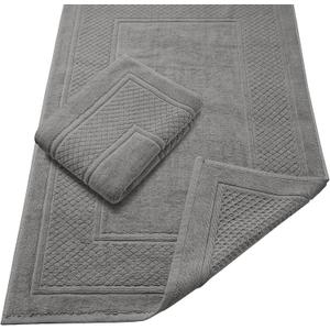 Avalon Towels Grey Bath Mat - 100% Cotton Set of 2 Absorbent Bathmat - Bathroom Mats Quick Dry Bath Mats for Bathrooms (22x34 Inches)