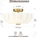 HWH INVESTMENT Semi Flush Mount Ceiling Light, 2-Light Modern Ceiling Light Fixture for Kitchen, 16 Inch Hallway Light Fixtures with Scalloped Milk White Glass, Brushed Gold Finish, 5HJX111F BG-MW, Large