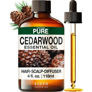 KUKKA Cedarwood Essential Oils - 4 Fl Oz - for Hair, Skin, Diffuser, Aromatherapy & DIY Soap Making Scent