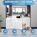 Cut-Out Design 16" Short Dog Gate for Small Dogs, Foldable Retractable Puppy Gate Indoor - Freestanding Lightweight Pet Barrier for Doorways, Stairs, Hallways (Extends to 35", White)