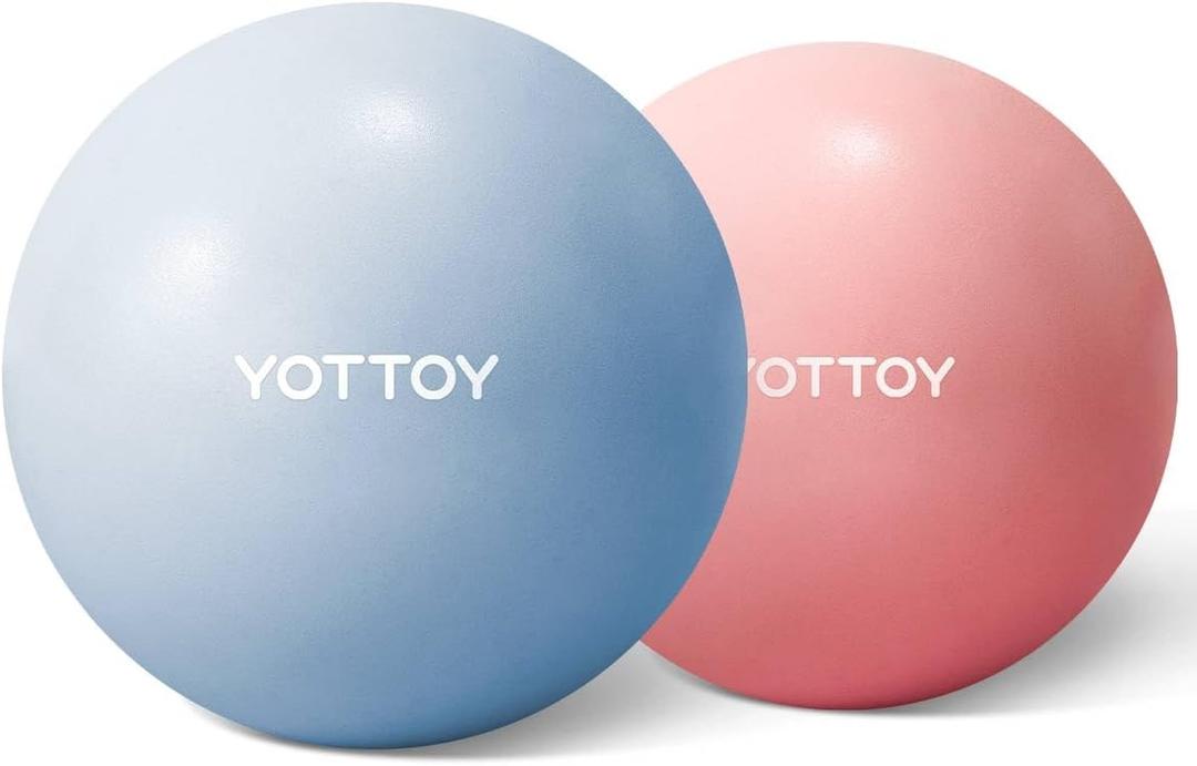 YOTTOY Pilates Ball, 10-inch Exercise Ball with Anti-Burst Technology for Stability, Stability Ball for Yoga, Pilates, Physical Therapy, Home Gym and Office Fitness Equipment (9inch+10inch, Pink+Blue)