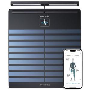 WITHINGS Body Scan - Connected WiFi Scale to Improve Your Health, BIA Personal Scale, Body Composition Analysis, Body Fat, Muscle Mass, Water Percentage (Black)