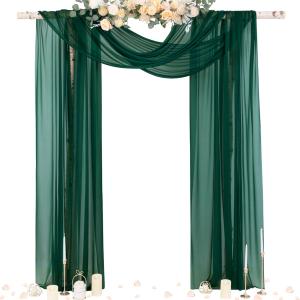 Socomi Wedding Arch Draping Fabric 29" x 20Ft 1 Panel Emerald Green Sheer Outdoor Curtain Drapes Extra Long for Wedding Ceremony Birthday Party Decoration