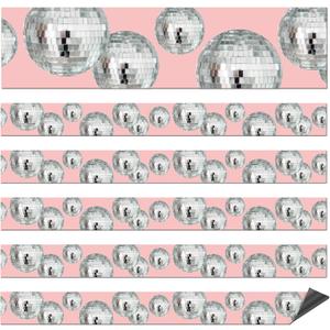 24 Pcs Magnetic Borders for Classroom Whiteboard Magnetic Strips Bulletin Board Borders School Classroom Chalkboard Trim Decorations for School Teacher Decorations(Disco Ball)