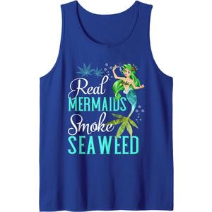 Real Mermaids Smoke Seaweed For Girls Who Are Smokers Shirt Tank Top, Large