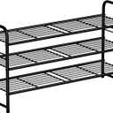 SUFAUY 3-Tier Shoe Rack, Closet Metal 33" Wide Shoe Rack Organizer Heavy Duty, Stackable, Black