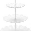 Coitak 3 Tier Cupcake Stand, Plastic Tiered Serving Stand, Dessert Tower Tray for Tea Party, Baby Shower and Wedding (Wavy-White Rod)