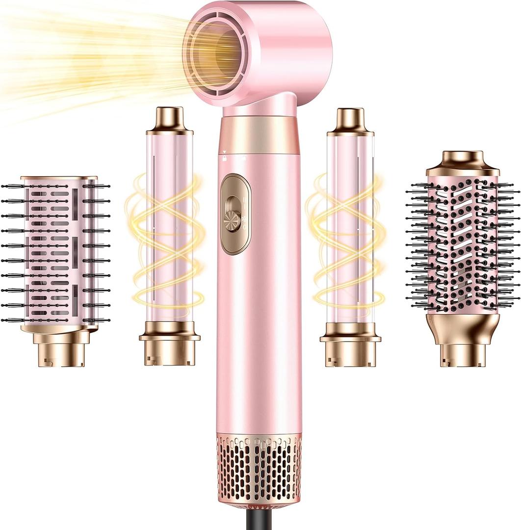 5-in-1 Hair Dryer Brush, Detachable Multi Hot Air Styler for All Occasions | Upgrade Hair Dryer & Blow Dryer Brush & Air Curling Wrap & Paddle Brush, Hot Air Styling Tools Volumizer Lip Plumper Device