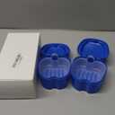 2 Pack Colors Denture Bath Case Cup Box Holder Storage Soak Container with Strainer Basket for Travel Cleaning (Blue and Purple)