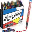 alchilalart Acrylic Paint Markers, 48 Color Fine Tip Permanent Acrylic Paint Pens For Rock Painting, Canvas, Wood, Glass, Ceramic, Fabric, Plastic, Egg, Scrapbook, Art Painting Supplies Kit