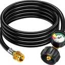8FT Propane Hose Adapter 1lb to 20lb with Gauge, Propane Tank Adapter Hose 20 lb to 1 lb, Propane Tank Hose, Propane Grill Hose Fit for Mr Buddy Heater, Weber Q Grill, Coleman Camping Stove