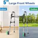 Loyoda Folding Walker with 2 Skis and 5" Wheels, Lightweight Walkers for Seniors and Adults, Supports Up to 350 Pounds, Adjustable Height, Compact Standard Walker, Black
