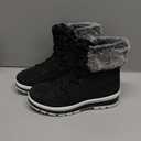 hash bubbie Women's Fuzzy Mid-Calf Boots Lace up Snow Boots for women Non Slip Combat Boots Black Winter Boots White Combat Boots(Waterproof, Zipper) (9)