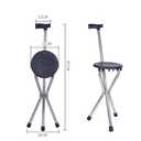 Anti-Slip Folding Walking Stick with Seat, Stainless Steel Cane Chair, Lightweight, Portable, Height Adjustable (150-175cm)