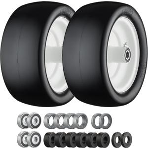13x6.50-6 Lawn Mower Tires, 13x6.50-6 Tires Flat Free Zero Turn Front Tires with 3/4", 5/8" and 1/2" Bearings, 5.6"- 8.7" Centered Hub, Compatible with Lawn Mower Garden Tractor by Cubesprings - 2 Pack
