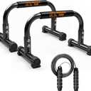 Push Up Bars Parallettes, 10 Heavy-Duty Steel Dip Bars with Non-Slip Foam Handles, Calisthenics Equipment for Handstands, L-Sit & Dips, Home Gym Workout Set with Jump Rope
