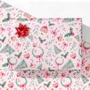 2 x GIOLAINY Pink Christmas Wrapping Paper for Girls Women Kids - Holiday Gift Wrap with Ornaments, Xmas Trees, Berries & Wreaths Designs - 4 Sheets (28 x 40 inches), Easy to Store