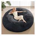 Bean Bag Cover(No Filler), Faux Fur Comfy Bean Bag Chairs for Adults, Washable Bean Bag Chair Cover, Fluffy Plush Giant Bean Bags Chairs for Teens Kids Girls, Anti-Slip, 5FT, Dark Grey