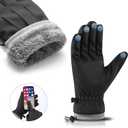 2 x Winter Outdoor Waterproof Ski Gloves for Women Men, Cashmere Warm Lining Finger Touchscreen Texting Riding Gloves (Blue)