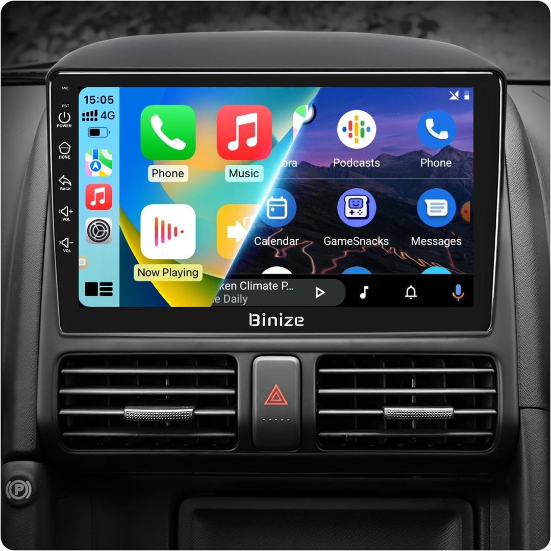 BINIZE Android 13 Car Stereo Radio Compatible with Honda CRV 2002 2003 2004 2005 2006 with Wireless CarPlay Android Auto,Touch Screen Bluetooth Car Radio with GPS WiFi HiFi FM/RDS Backup Camera