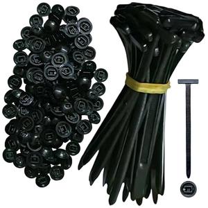 Nylon Universal Cable Tie Buckle Heavy Duty Self-Locking Zip Ties Holder with Pin & Button for Car Daily Repair (Black-50pcs), Pack of 3