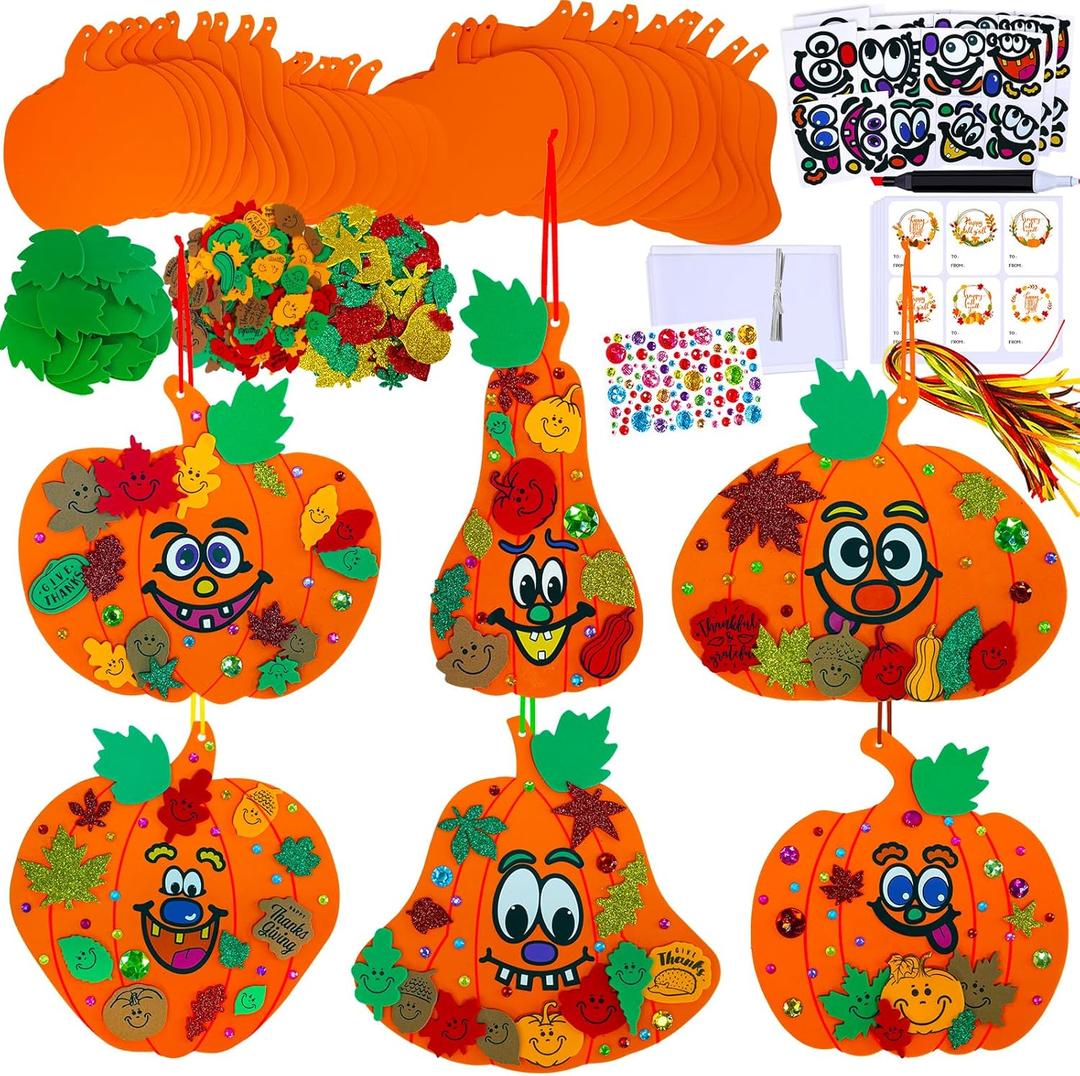Winlyn 30 Sets Fall Halloween Pumpkin Decorations DIY Pumpkin Craft Kits Foam Pumpkin Shapes 8" W and Smile Fall Leaves Glitter Leaves Pumpkin Decorating Stickers for Kids Classroom Party Activities Winlyn 30 Sets Fall Halloween Pumpkin Decorations DIY Pumpkin Craft Kits Foam Pumpkin Shapes 8" W and Smile Fall Leaves Glitter Leaves Pumpkin Decorating Stickers for Kids Classroom Party Activities