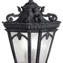 Kichler Tournai 99" 3 Light Outdoor Pendant Light with Clear Seeded Glass in Textured Black