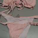 RoseSeek Women's 2 Piece Gingham Bikini Sets Tie Front Frill Bathing Suit Set Wireless Padded Swimsuit S