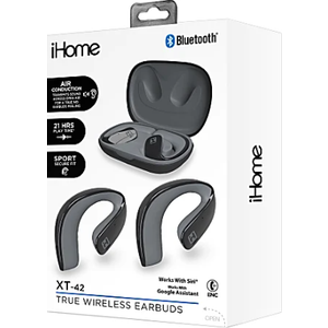 Bytech iHome XT-42 True Wireless Bluetooth In-Ear Earbuds, Black, HMAUBE238BK