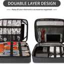HOLIMET Cable Organiser Bag,Electronic Accessories Bag Double Layer for Travel Waterproof Cord Storage Organizer Bag for iPad, Kindle, Hard Drives, Cables, Chargers,Power Bank and More (Black)