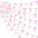32Ft Goose Party Decorations Pink Gingham Plaid Silly Goose Themed Fabric Banner Triangle Pennant Flag Garland Streamers for Kids Girls Farm Animals First Birthday Baby Shower Duck Garden Supplies