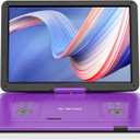 BOIFUN 17.5" Portable DVD Player with 15.6" Large HD Screen, 6 Hours Rechargeable Battery, Support USB/SD Card/Sync TV and Multiple Disc Formats, High Volume Speaker, Purple