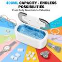 Ultrasonic Cleaner, 48KHz Jewelry Cleaner 400ML, Ultrasonic Retainer Cleaner for Eyeglasses Rings Watch Band Necklace Earing, Multi Deep Cleaning Modes, White
