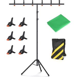 Green Screen Backdrop Kit with Stand, 8x5.3ft Portable GreenScreen Background Stand for Streaming Video and Photography Shoots