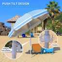 8ft Large Beach Umbrella,Heavy Duty Wind Resistant Portable Sun Shade w/Tilt Pole&Sand Anchor,Shoulder Carry Bag,Removable Hook,UV 50+ Protection,Air Vents Design for Patio Garden Pool